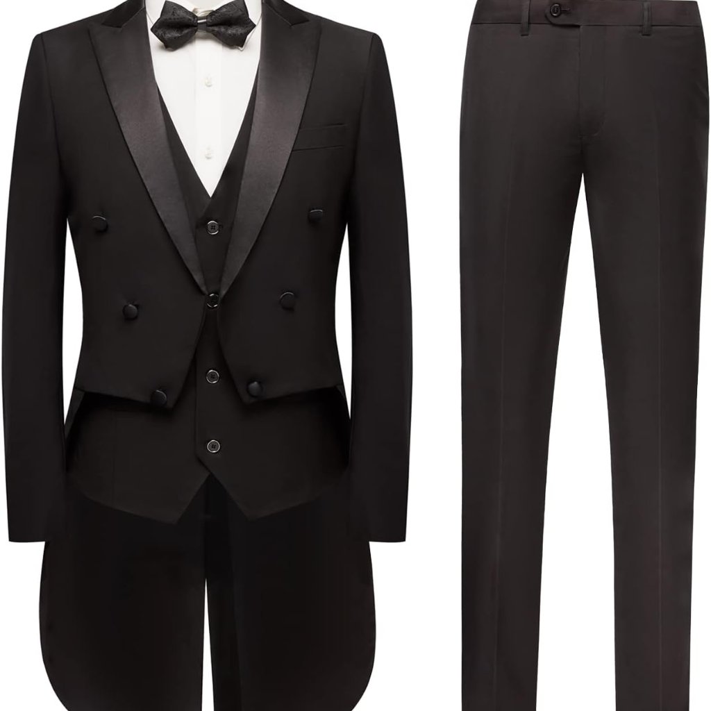 Men's 3 Piece Slim Fit Double Breasted Tailcoat - Perfect For Celebrations